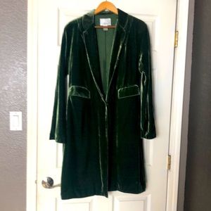 Green velvet woman’s dress coat from Spiegel